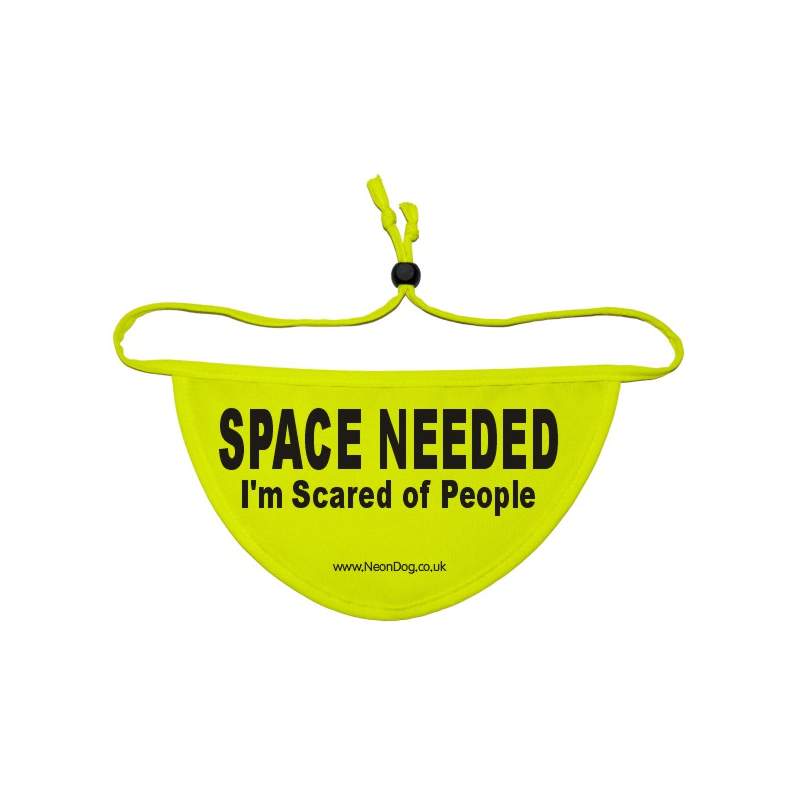 SPACE NEEDED I'M SCARED OF PEOPLE - Fluorescent Neon Yellow Dog Bandana