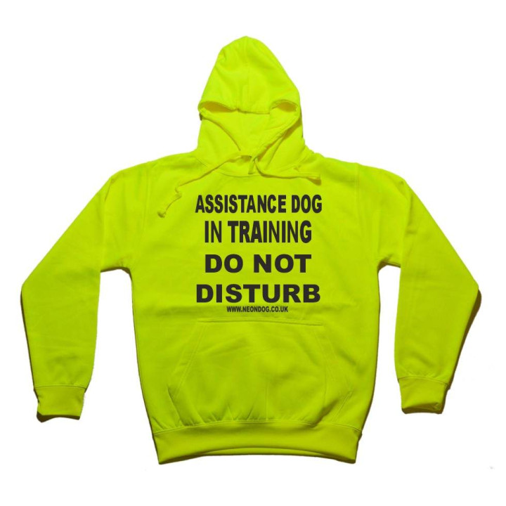 Assistance Dog In Training Do not disturb - Fluorescent Neon Yellow Dog Hoodie