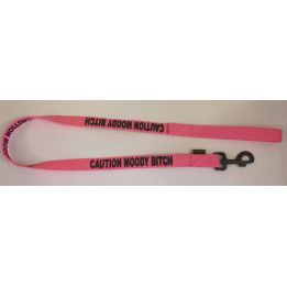 Caution Moody Bitch - Fluorescent Neon Yellow Dog Lead
