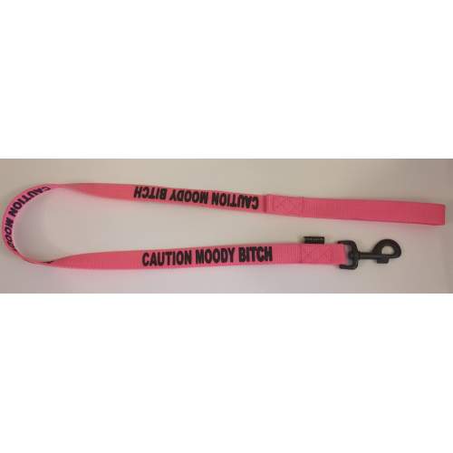 Caution Moody Bitch - Fluorescent Neon Yellow Dog Lead