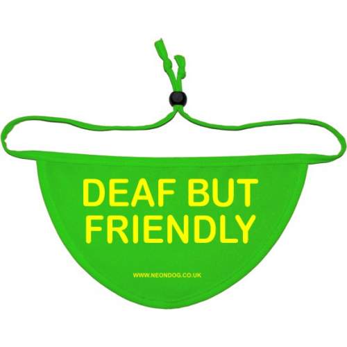 DEAF BUT FRIENDLY - Fluorescent Neon Yellow Dog Bandana