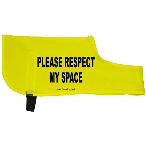 PLEASE RESPECT MY SPACE - Fluorescent Neon Yellow Dog Coat Jacket