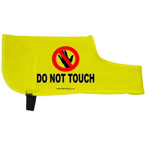 DO NOT TOUCH - NO HANDS SYMBOL - Fluorescent Neon Yellow Dog Coat Jacket