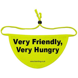 very friendly, very hungry - Fluorescent Neon Yellow Dog Bandana