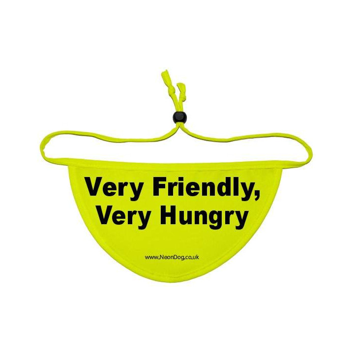 very friendly, very hungry - Fluorescent Neon Yellow Dog Bandana