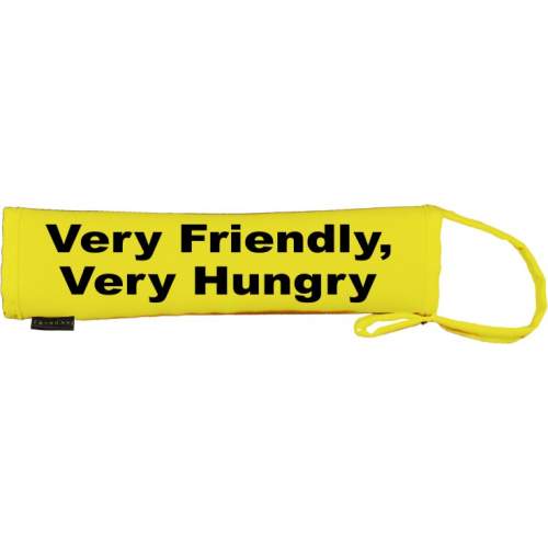 very friendly, very hungry - Fluorescent Neon Yellow Dog Lead Slip