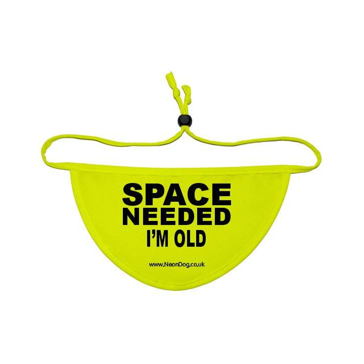SPACE NEEDED I'M OLD - Fluorescent Neon Yellow Dog Bandana