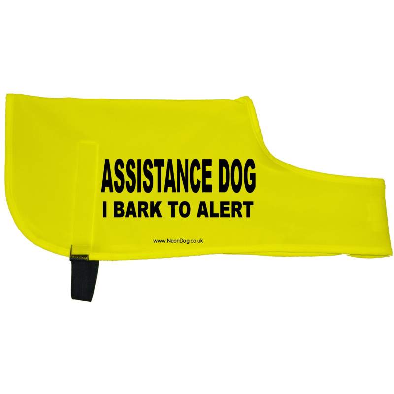 Assistance dog I bark to alert - Fluorescent Neon Yellow Dog Coat Jacket