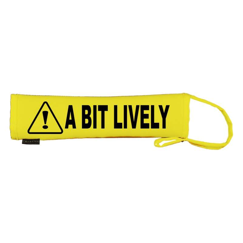 CAUTION A BIT LIVELY - Fluorescent Neon Yellow Dog Lead Slip