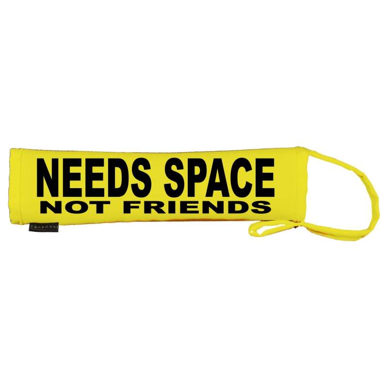 SPACE NEEDED NOT FRIENDS - Fluorescent Neon Yellow Dog Lead Slip