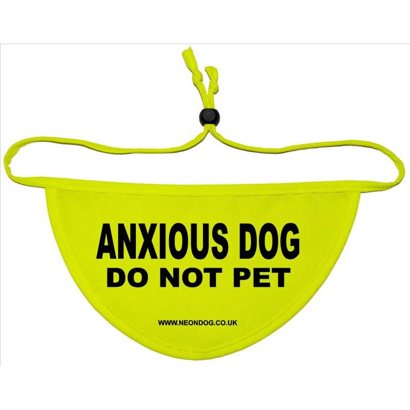 ANXIOUS DOG DO NOT PET - Fluorescent Neon Yellow Dog Bandana