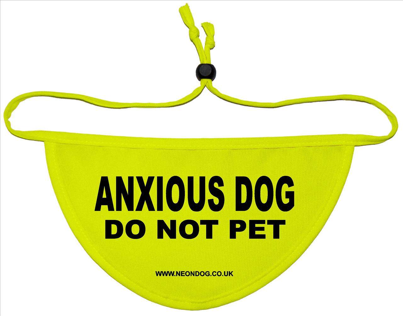 ANXIOUS DOG DO NOT PET Fluorescent Neon Yellow Dog Bandana NeonDog